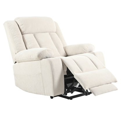 Power Lift Recliner Chair - Fabric Single Sofa With Extended Footrest, Remote Control, Cup Holders, And Side Pockets For Living Room Or Home Theater - Light Gray
