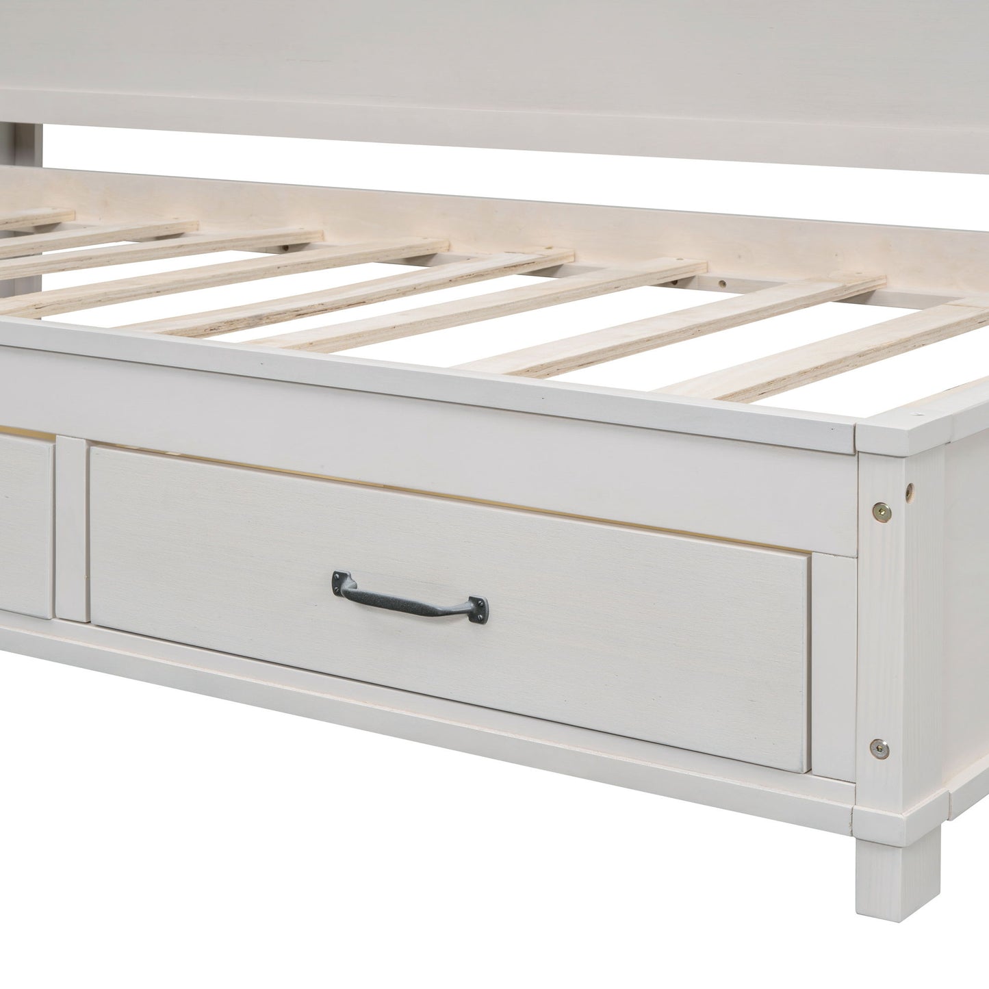 Twin Size Daybed With 3 Storage Drawers, Upper Soft Board, Shelf, And A Set Of Sockets And USB Ports - White