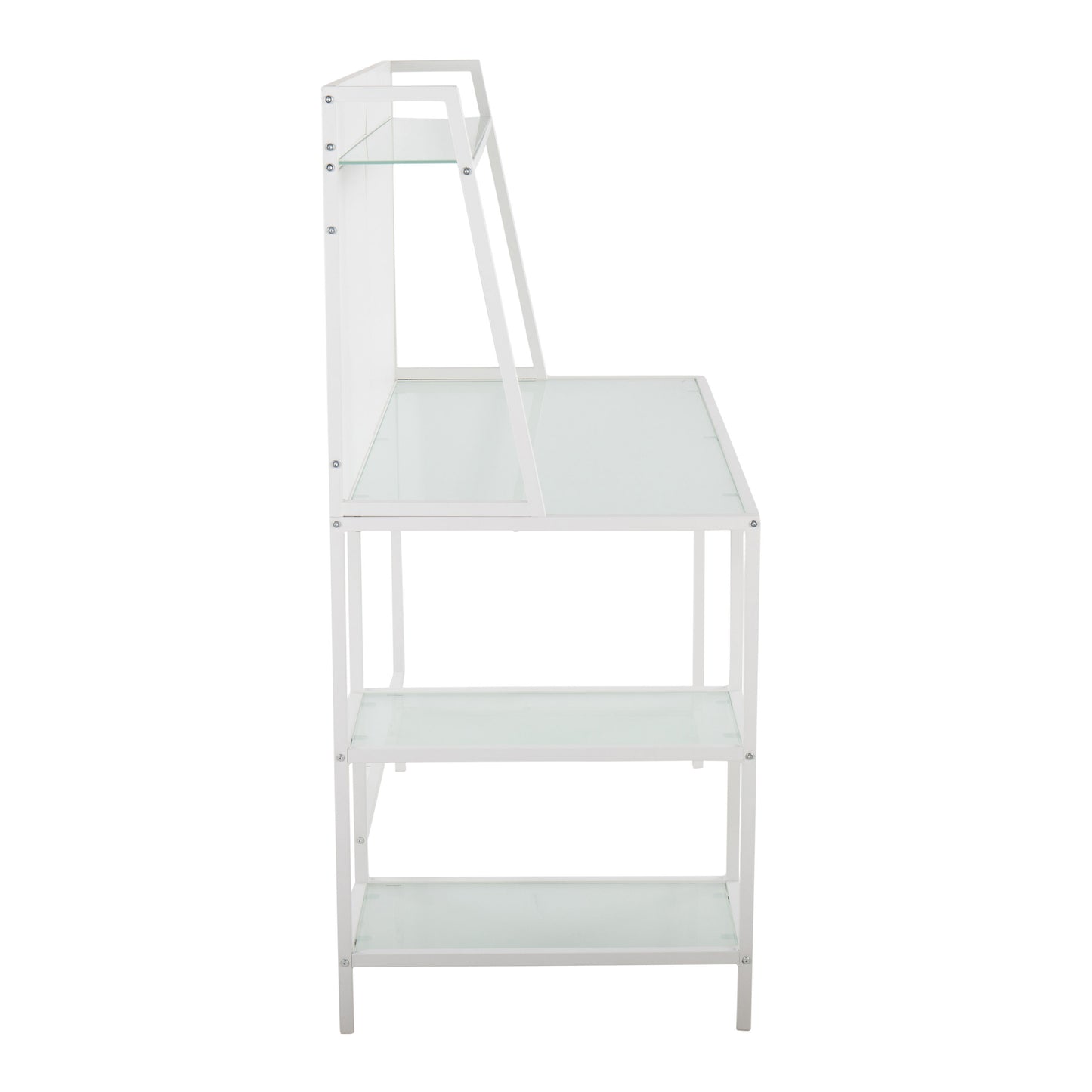 Geo - Tier Contemporary Desk - White / Frosted