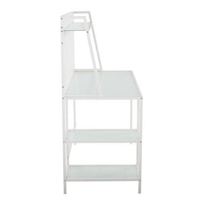 Geo - Tier Contemporary Desk - White / Frosted