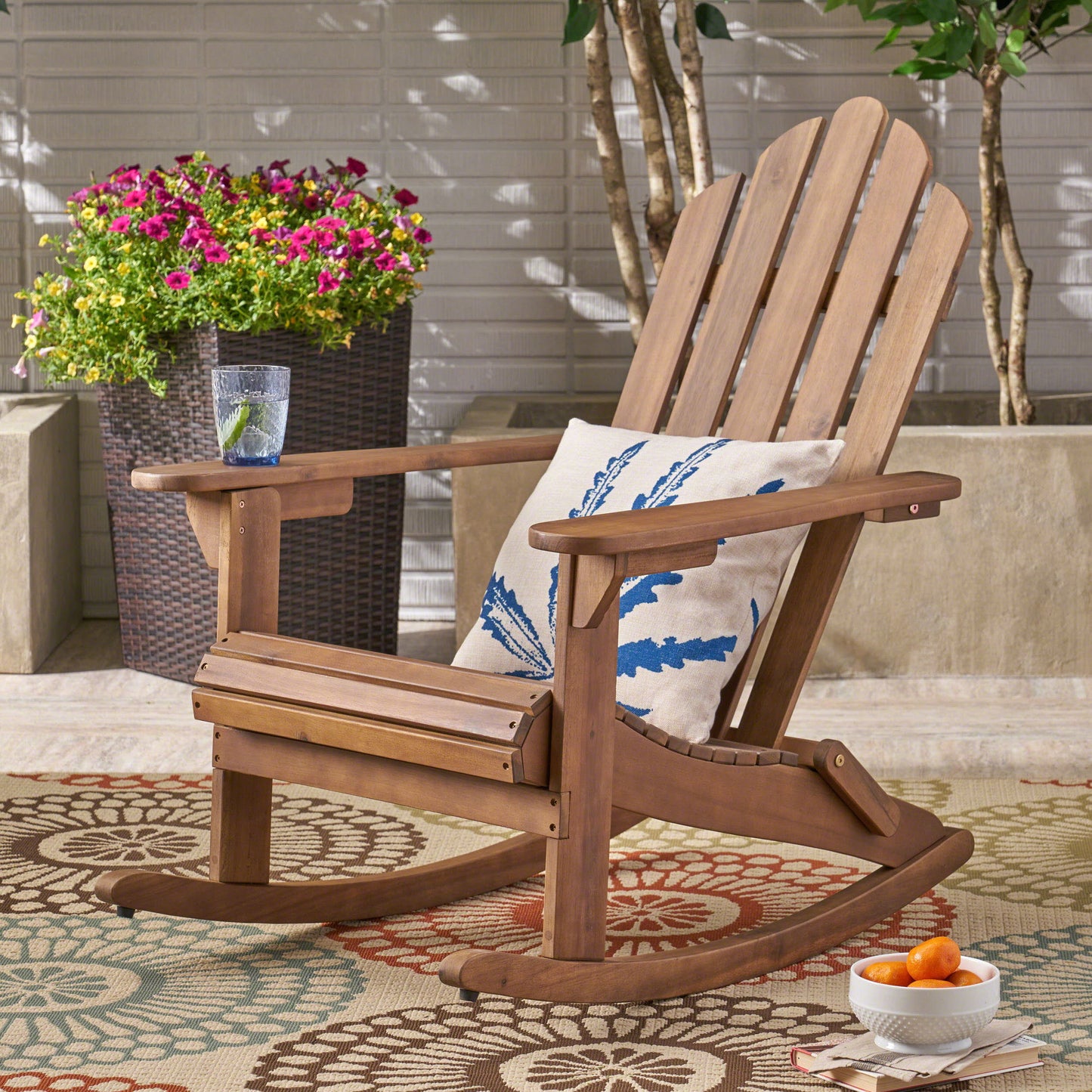 Echoes - Outdoor Acacia Wood Adirondack Rocking Chair - Dark Brown