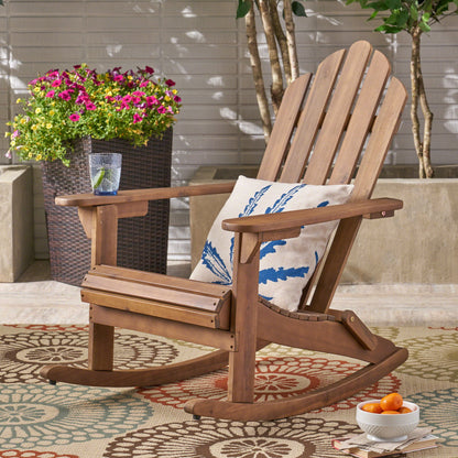 Echoes - Outdoor Acacia Wood Adirondack Rocking Chair - Dark Brown