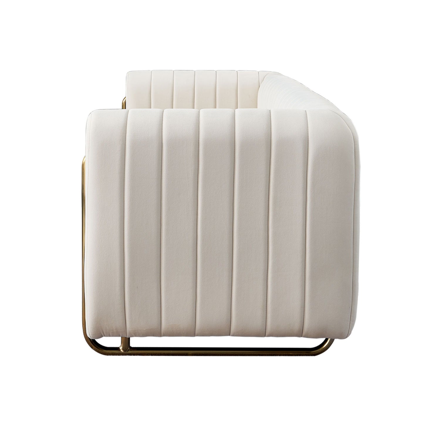 Contemporary Velvet Sofa Couch For Living Room - Beige