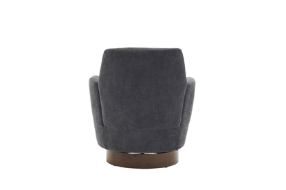 Swivel Barrel Chair, Swivel Accent Chairs Armchair For Living Room, Reading Chairs For Bedroom Comfy, Round Barrel Chairs With Gold Stainless Steel Base - Dark Gray
