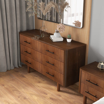 Logan - Mid-Century Modern Dresser With 6 Drawers - Brown