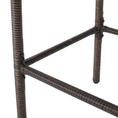 Outdoor Wicker Barstool With Faux Rattan And Iron Frame - Mix Mocha