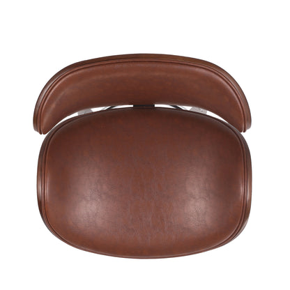 Lumos - Mid Century Modern Upholstered Swivel Barstool - Walnut / Brown