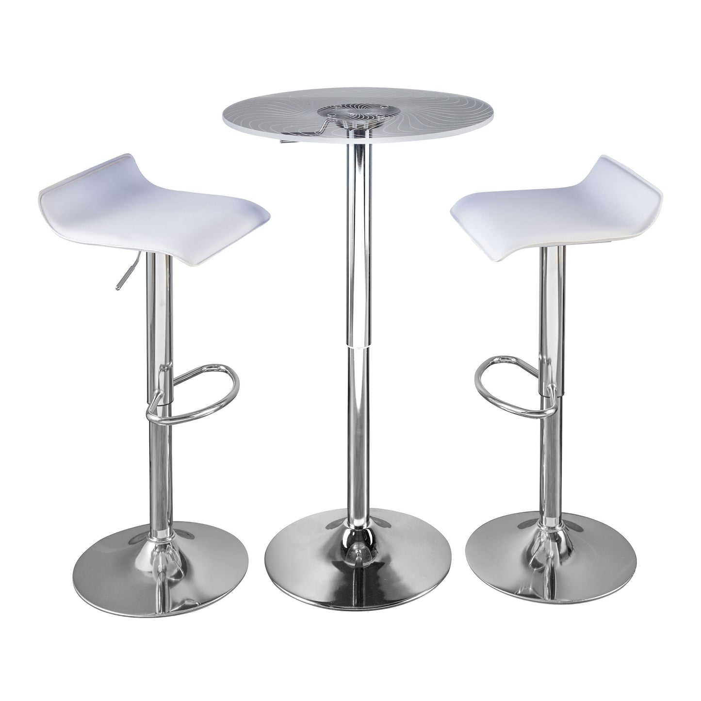 Spyra Ale - 3 Piece Contemporary Adjustable Bar With Light Up Set - Chrome / Clear / White