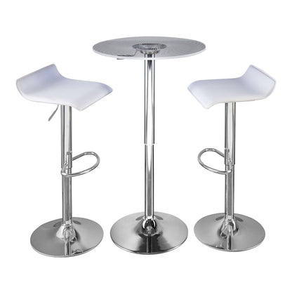 Spyra Ale - 3 Piece Contemporary Adjustable Bar With Light Up Set - Chrome / Clear / White