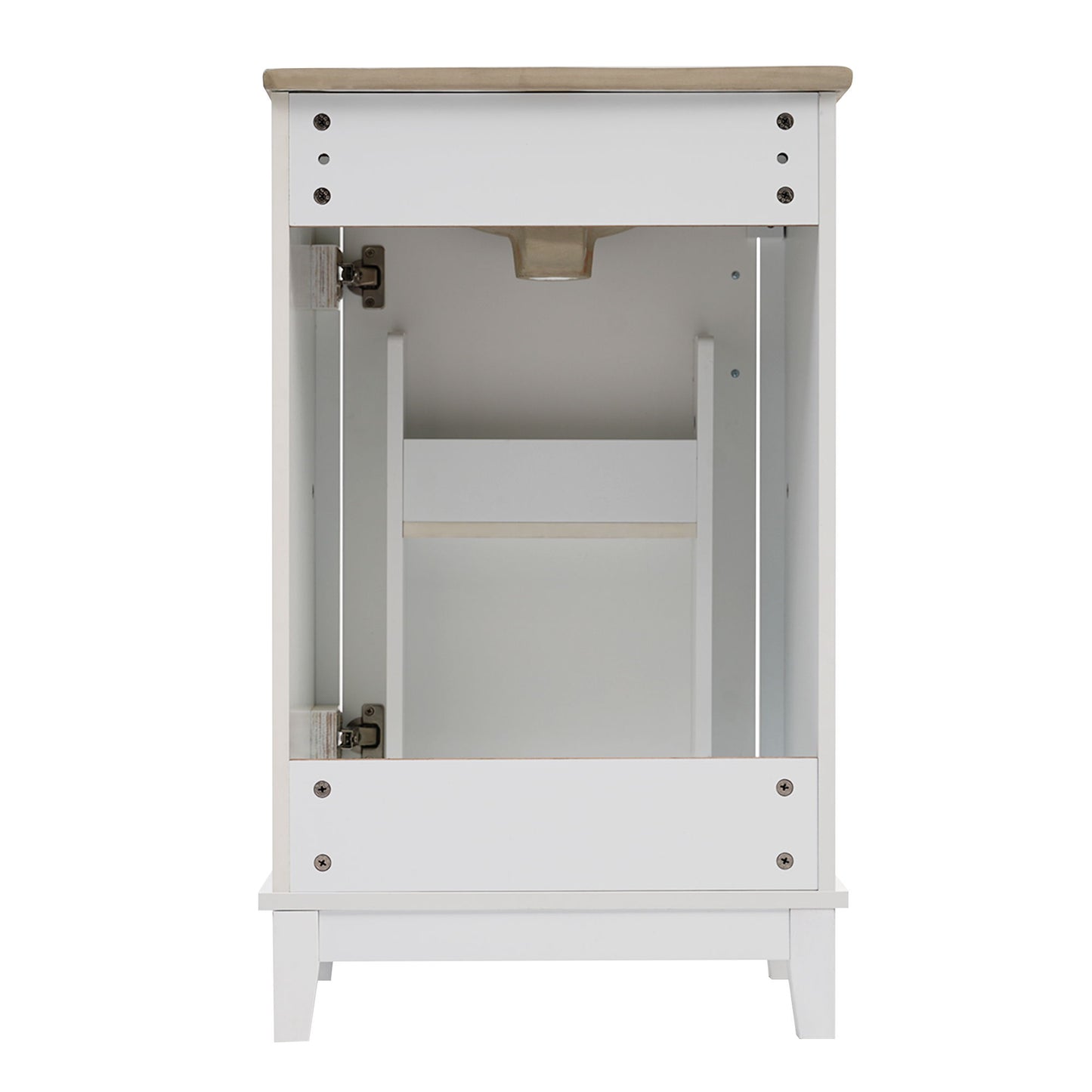 Modern Small Bathroom Vanity Cabinet With Ceramic Basin, Ample Storage, 1 Soft-Close Door - White