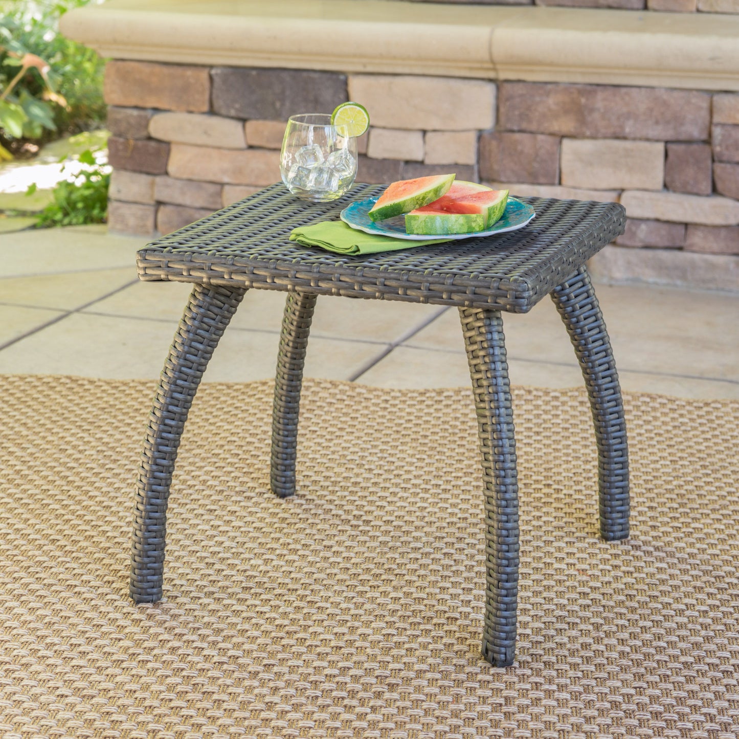 Luminant - Outdoor Side Table With Iron Frame - Gray