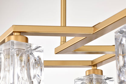 6 Light Crystal Ceiling Light For Dining Room, Modern Ceiling Lamp With Light Fixture For Entryway, Lobby, Kitchen, Bedroom, Living Room, Conference Room, (6*G9 Bulbs Included) - Gold