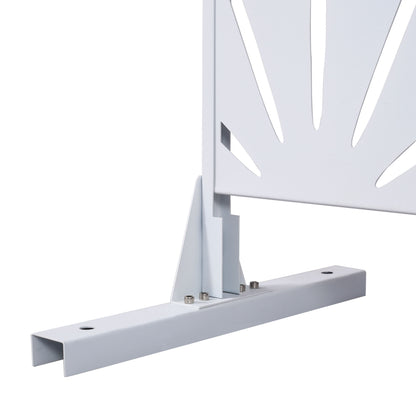 Outdoor & Indoor Metal Privacy Screen, Freestanding Decorative Panels For Deck, Balcony, Patio, Lawn, And Garden - White