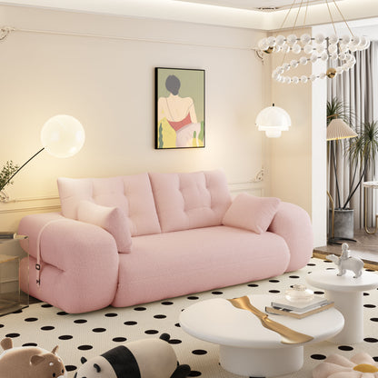 Human Dog Bed, Lazy Sofa Couch, Multifunctional Foldable Sofa Bed, 3 In 1 Teddy Fabric Sleeper Sofa Bed For Living Room Guest Bed, Playroom - Pink
