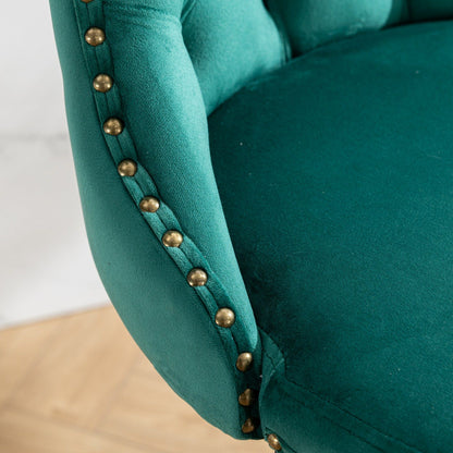 Swivel Velvet Barstools Adjusatble Seat Height, Modern Upholstered Bar Stools With Backs Comfortable Tufted For Home Pub And Kitchen Island (Set of 2) - Green