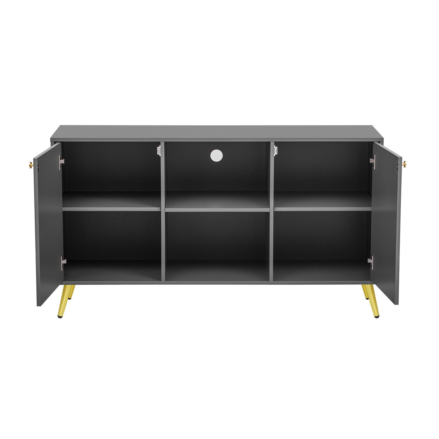 Modern TV Stand For TVs Up To 55", Entertainment Center Media Console, Adjustable Shelf, Metal Legs, Handles And Anti-Tip Device For Living Room - Gray