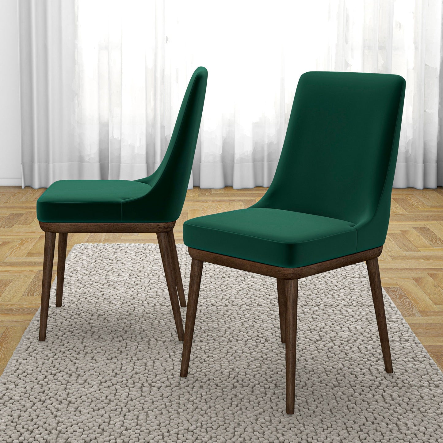 Kate - Mid-Century Modern Dining Chair (Set of 2) - Fabric - Multi