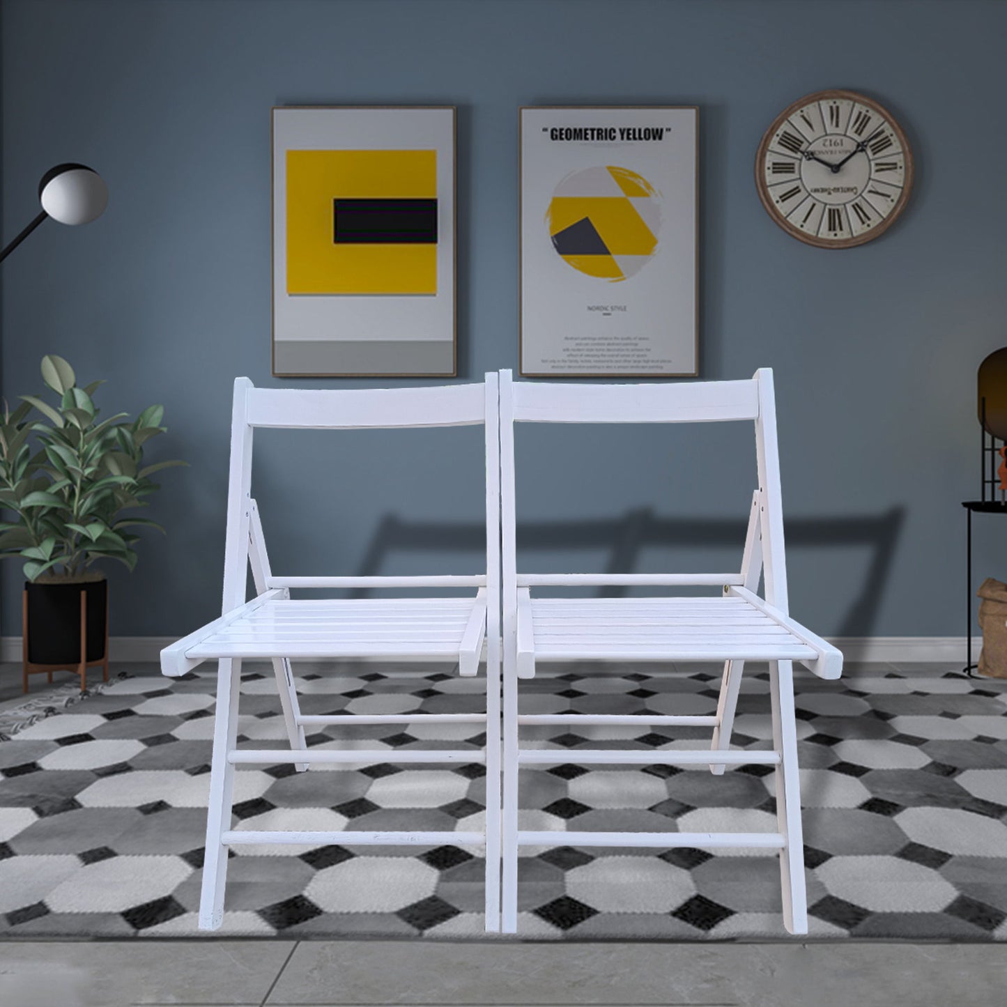 Folding Chair, Foldable Style (Set of 2) - White