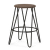 Simeon - Metal Counter Height Stool With Wood Seat - Cocoa Brown / Black