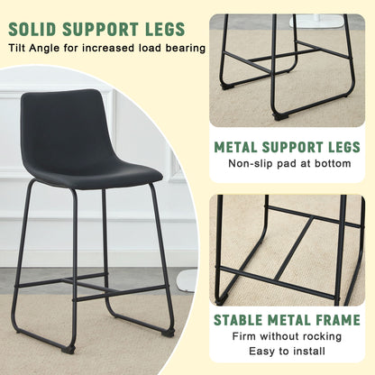 (Set of 2) Modern Minimalist Style Material Bar Stools, Suitable For Kitchen, Bar And Modern Home Design - Black
