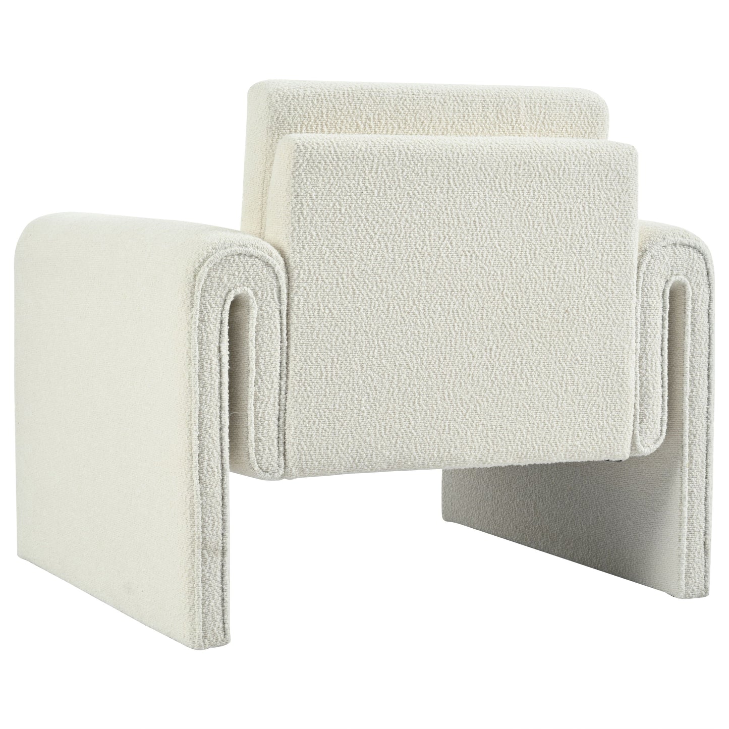 Modern Boucle Upholstered Accent Chair Luxurious Comfort & Sturdy Support, Solid Wood Frame - Ivory