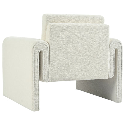 Modern Boucle Upholstered Accent Chair Luxurious Comfort & Sturdy Support, Solid Wood Frame - Ivory