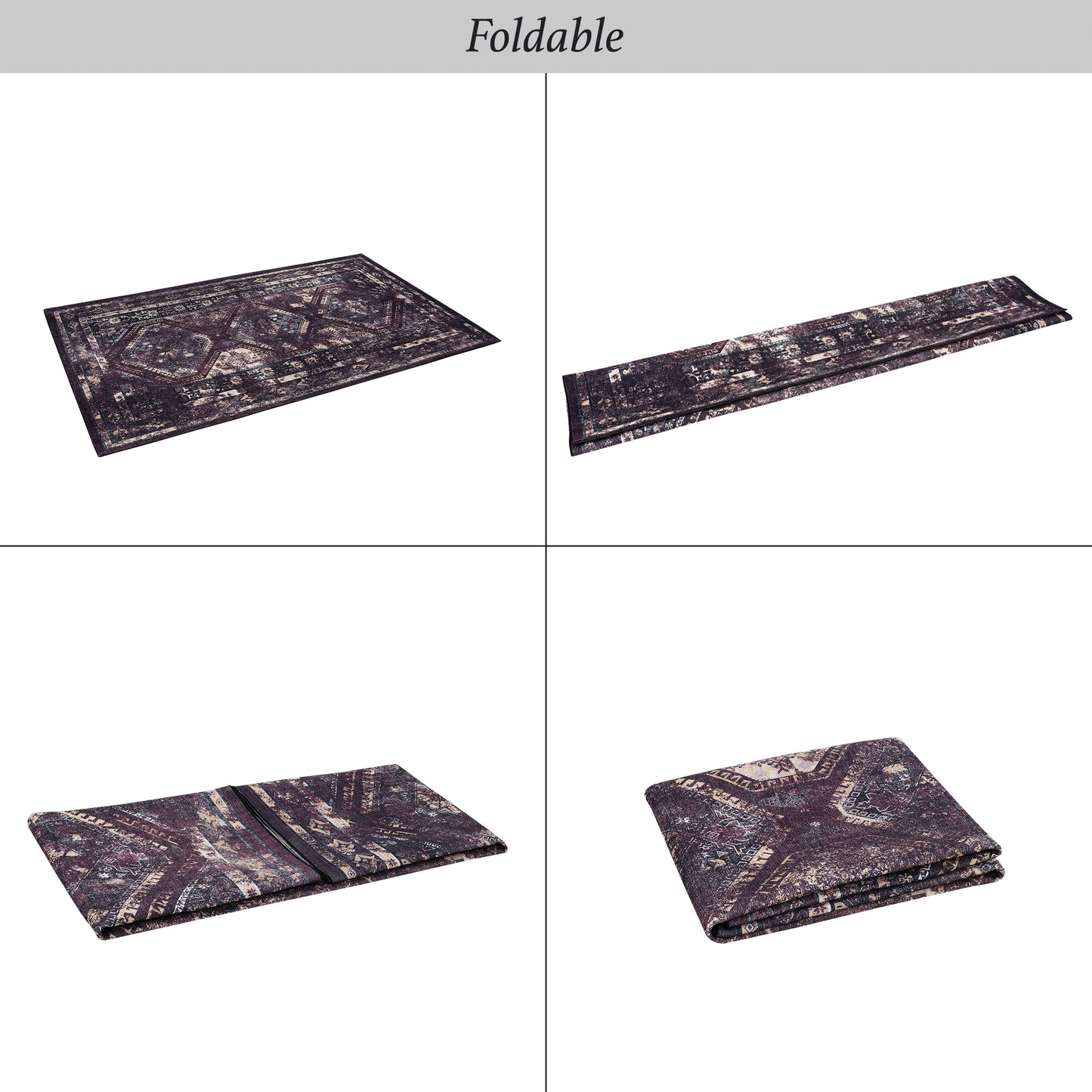 Maval - 3' X 5' Washable Area Rug - Black / Burgundy