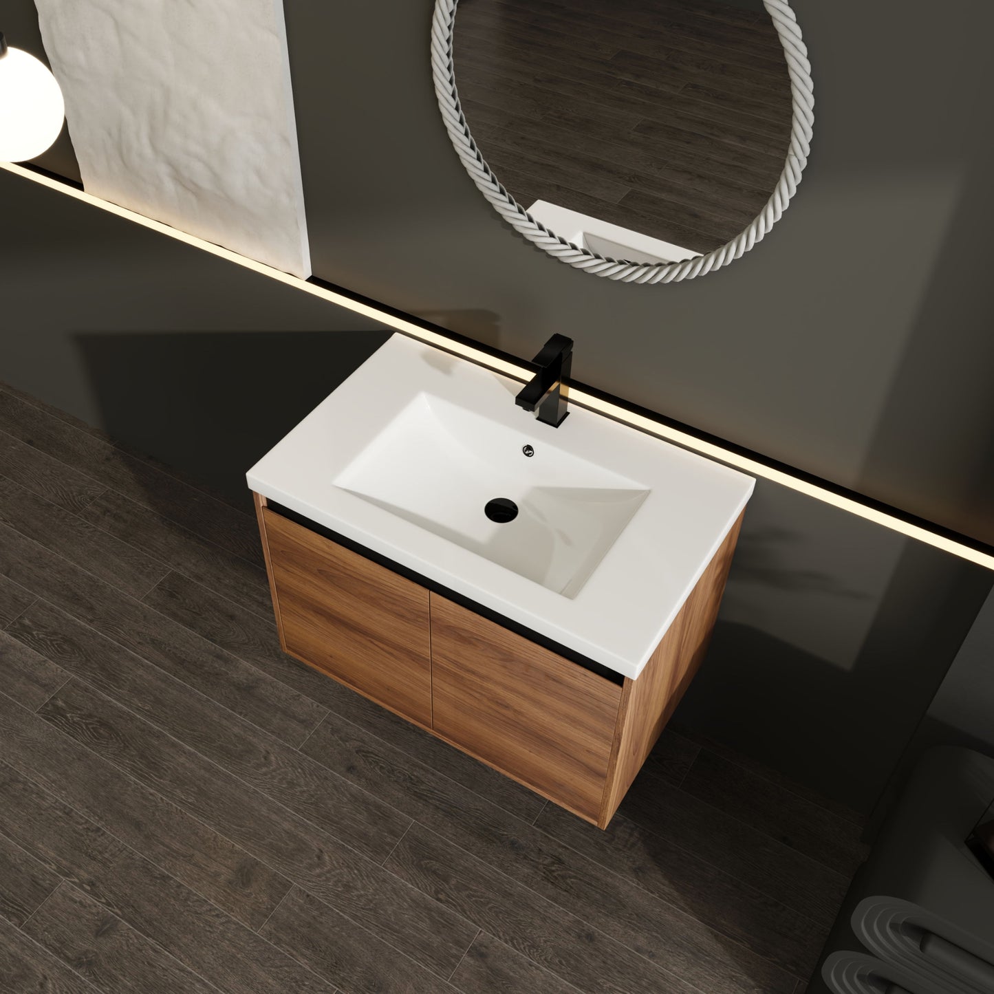 Bathroom Vanity With Resin Countertop Sink - Brown