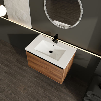 Bathroom Vanity With Resin Countertop Sink - Brown