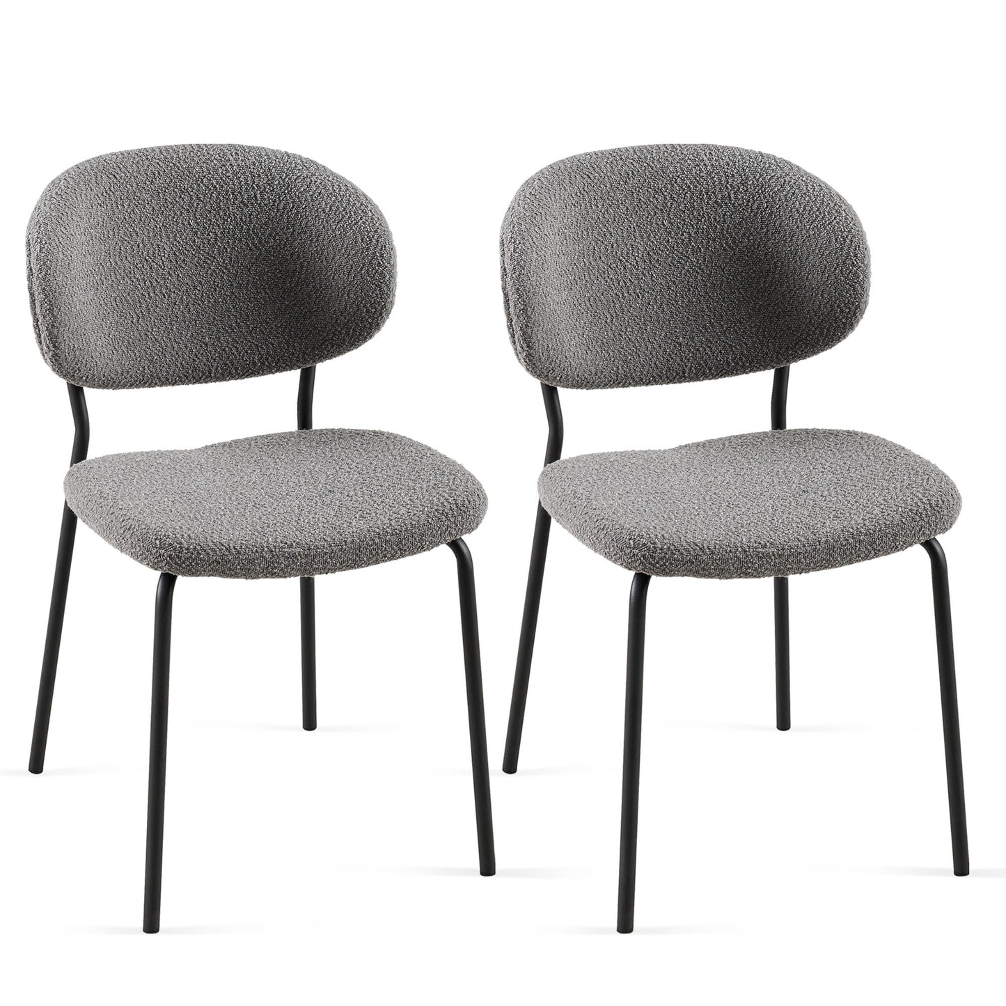 Boucle Dining Chairs, Dining Chairs With Metal Legs For Dining Room, Kitchen, Living Room (Set of 2) - Gray