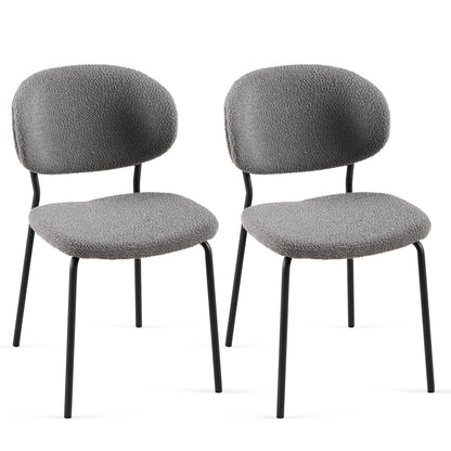 Boucle Dining Chairs, Dining Chairs With Metal Legs For Dining Room, Kitchen, Living Room (Set of 2) - Gray