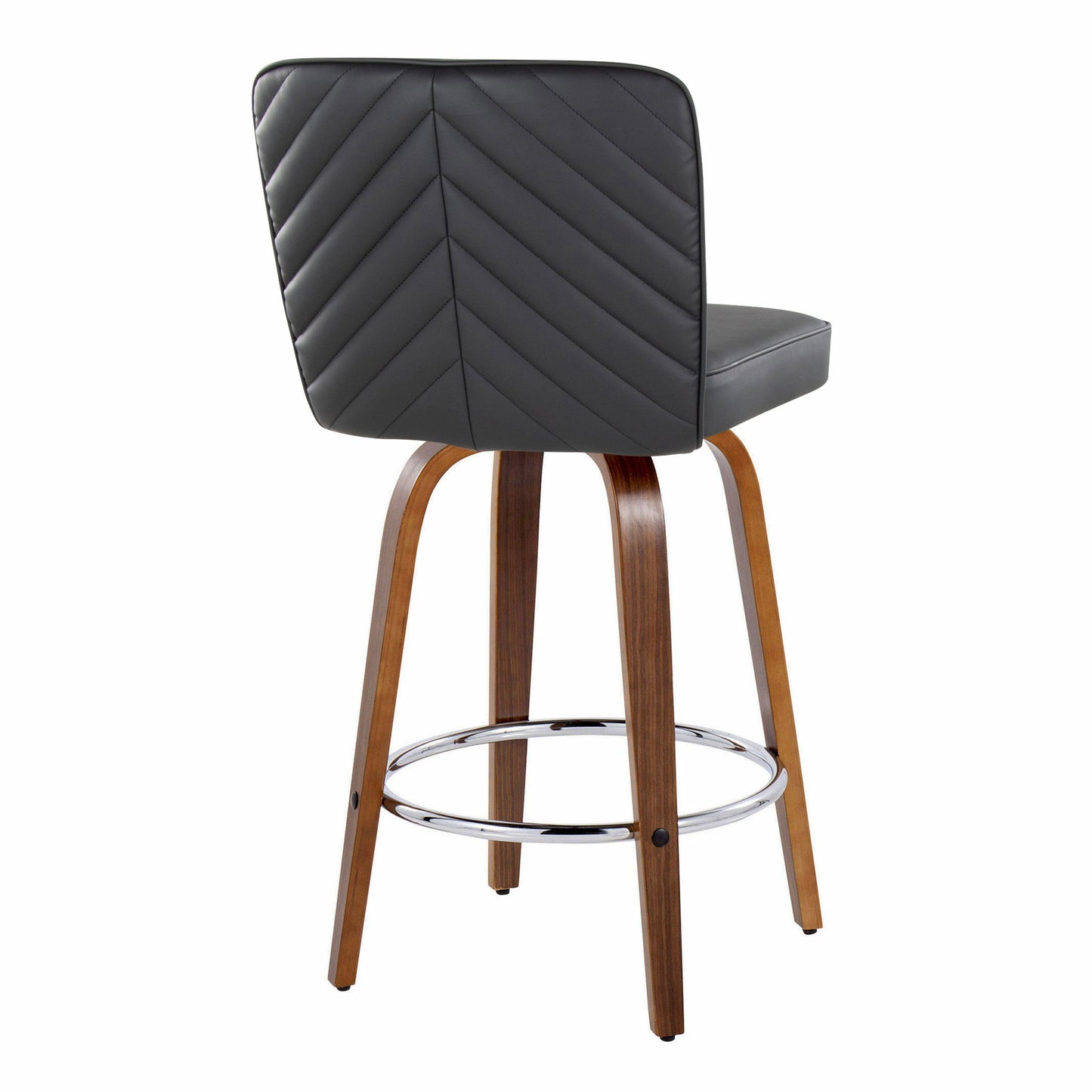 Henry - Contemporary Fixed Height Counter Stool With Swivel With Round Footrest (Set of 2) - Walnut / Black