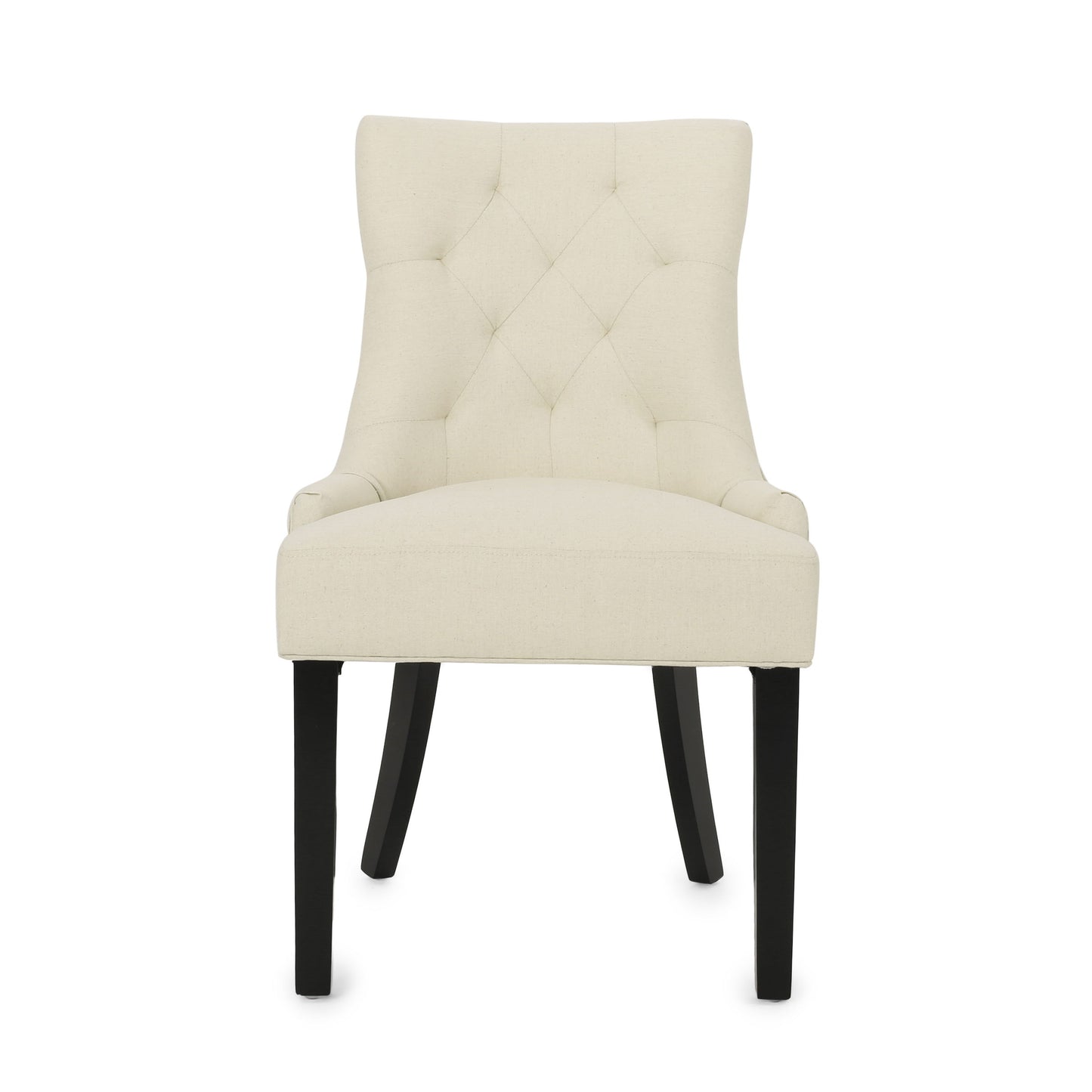 Cheney - Contemporary Dining Chair (Set of 2) Tufted Fabric Upholstery - Beige