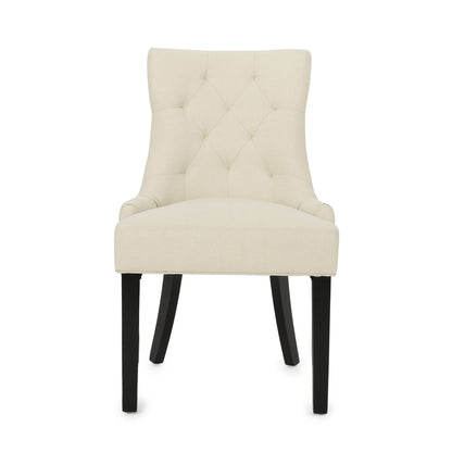 Cheney - Contemporary Dining Chair (Set of 2) Tufted Fabric Upholstery - Beige