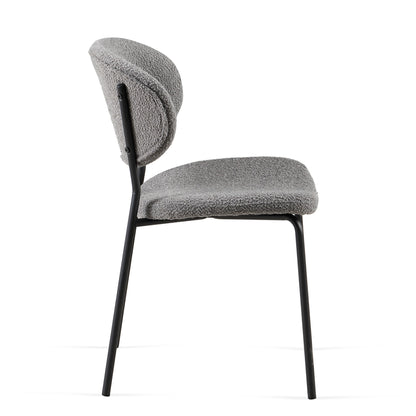 Boucle Dining Chairs, Dining Chairs With Metal Legs For Dining Room, Kitchen, Living Room (Set of 2) - Gray