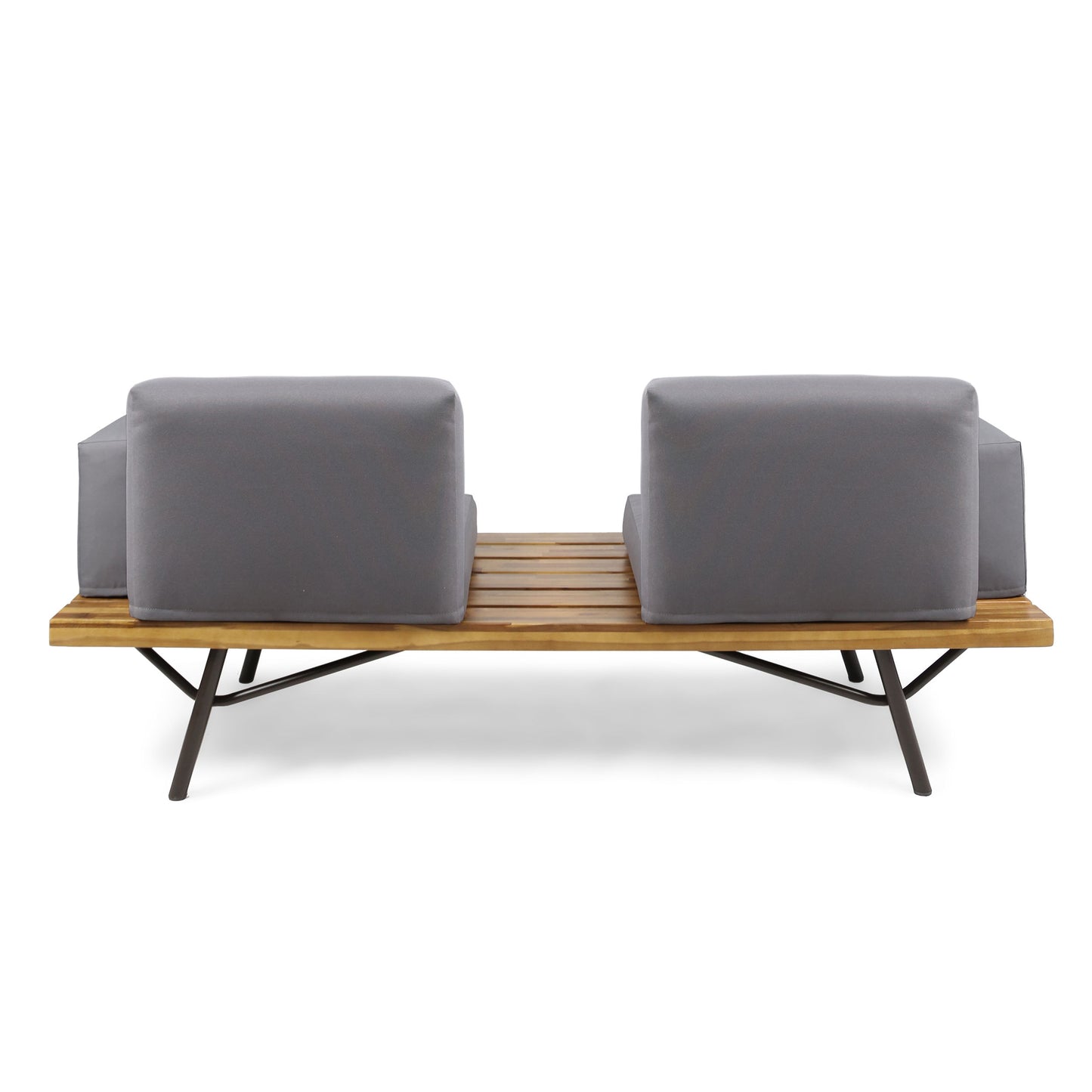 Outdoor Sofa With Cushions And Iron Legs - Dark Gray