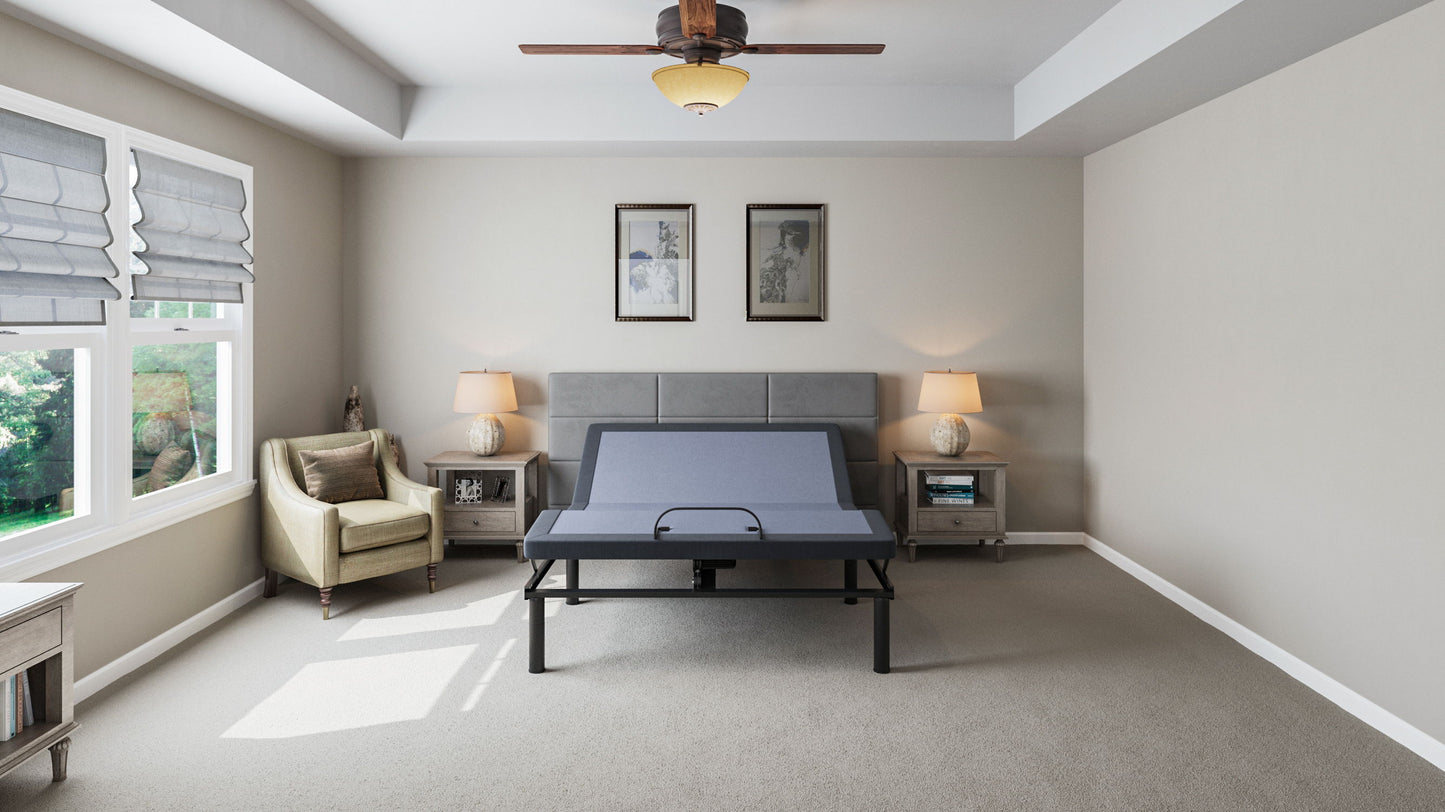 Bt2000 - Queen Adjustable Bed Base With Full-Range Positions Adjustment - Blue / Gray