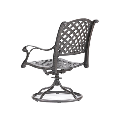 Patio Outdoor Dining Swivel Rocker Chairs With Cushion (Set of 2) - Navy Blue