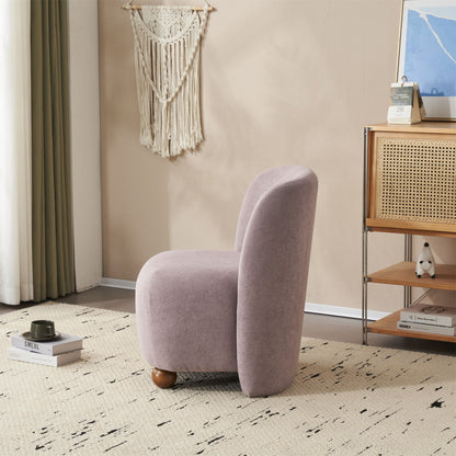 Modern Low Back Accent Chair, Upholstered Armless Living Room Chairs, Round Pine Wood Feet, For Small Living Spaces, Living Room - Purple