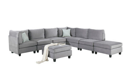 Simona - Velvet 8 Piece Modular Sectional Sofa - Gray