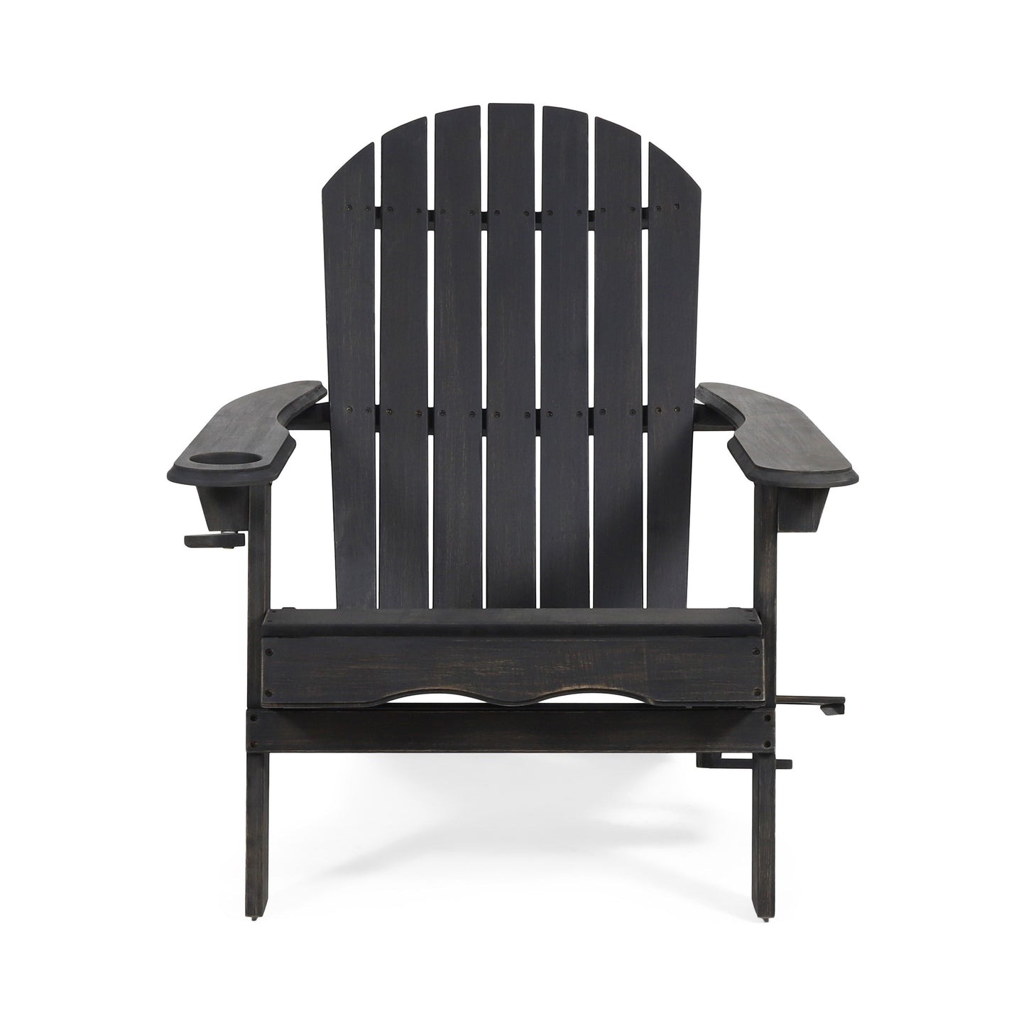 Zenithia - Outdoor Foldable Adirondack Chair With 2 Cup Holders - Dark Gray