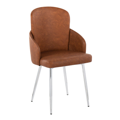 Dahlia - Contemporary Dining Chair (Set of 2) - Chrome / Camel