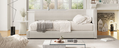 Twin Size L Shaped Upholstered Daybed - Beige