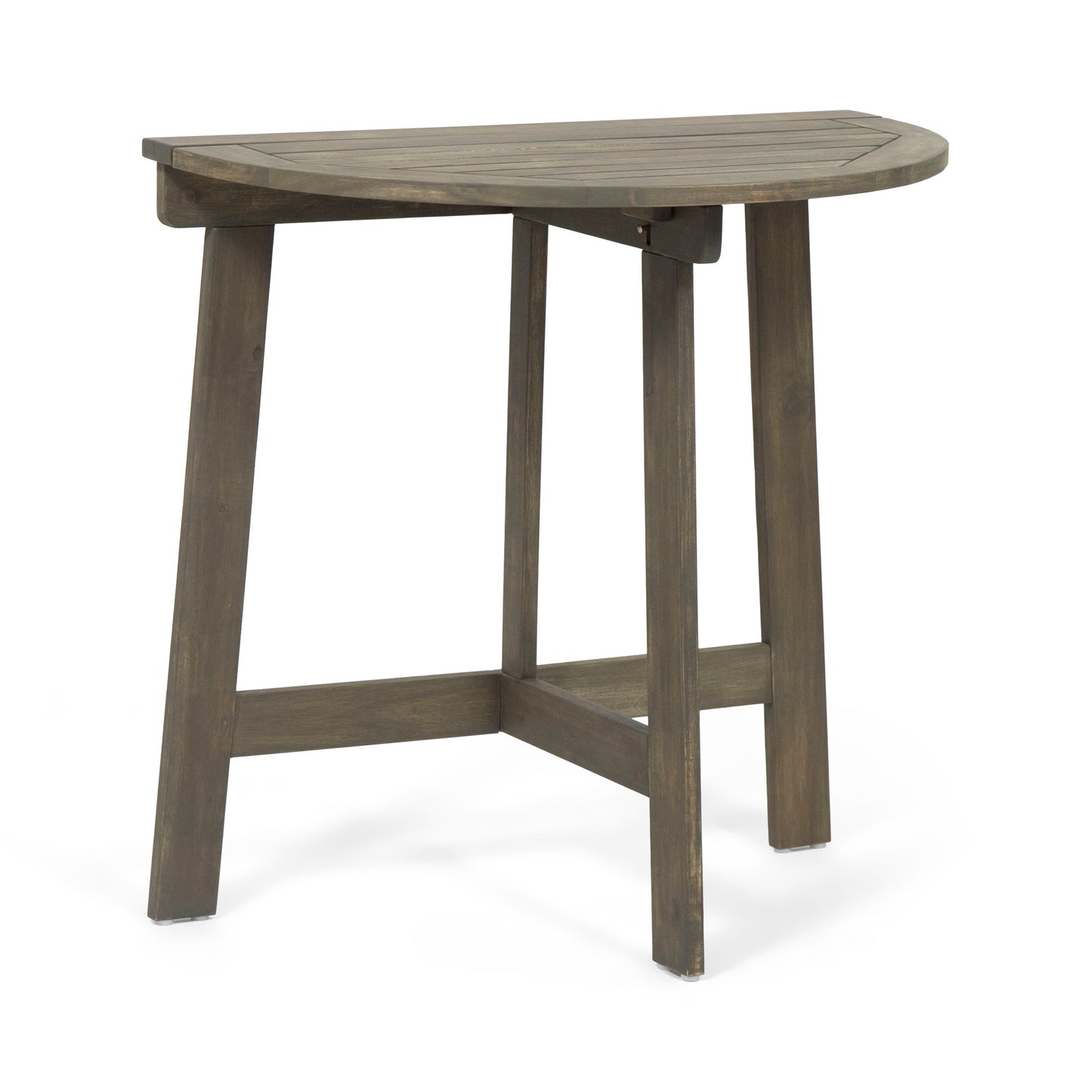 Outdoor 3 Pieces Half Round Folding Bistro Set: Weather Resistant, Space Saving - Gray