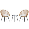 Modern 3 Piece Set, Anti - Spill Round Coffee Table, 2 Rattan Swivel Chairs, Outdoor Patio Furniture For Tea Time - Black / Wood