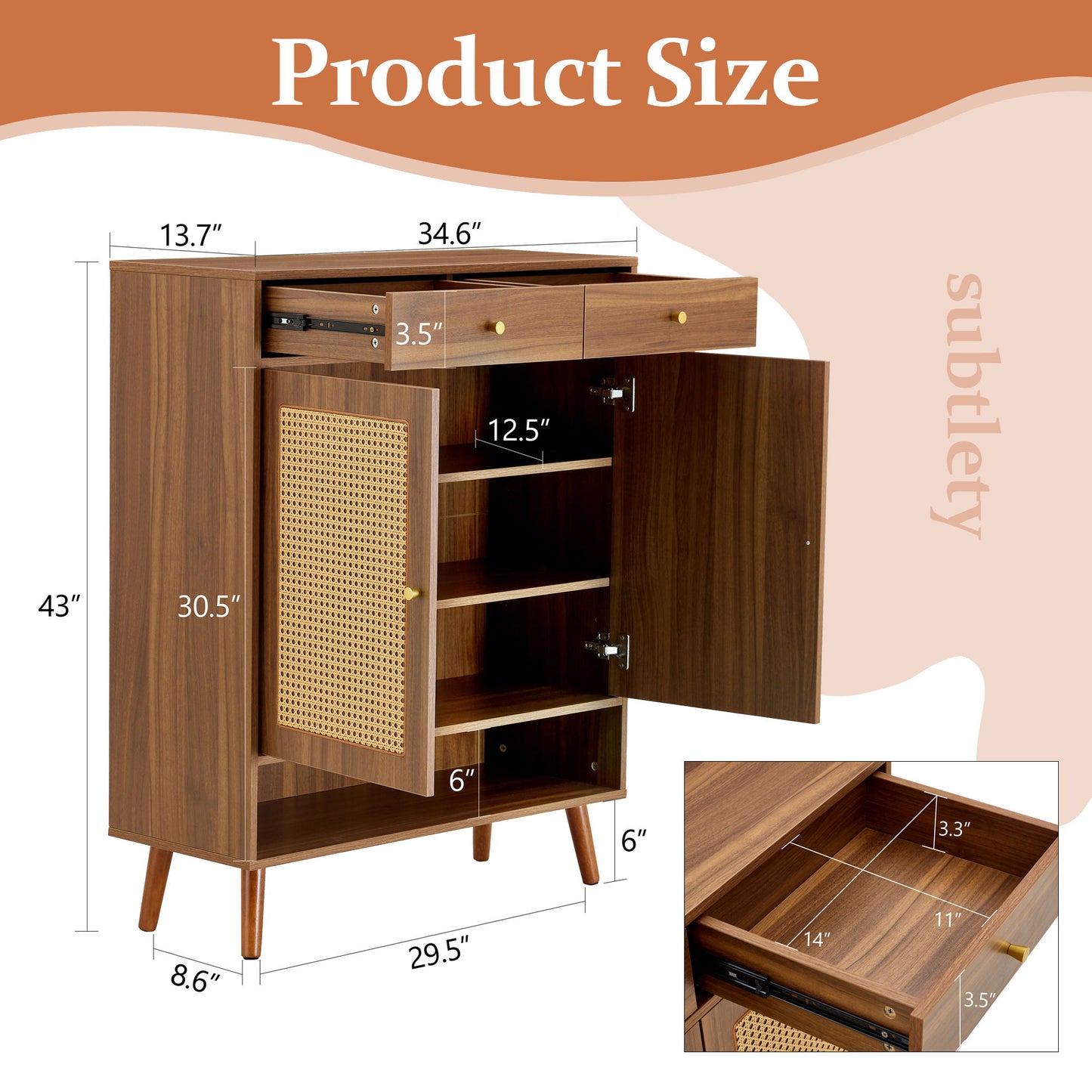 Multi Functional Modern Minimalist Shoe Cabinet Perfectly Blends Into Nordic, Japanese, And Industrial Style Homes - Walnut