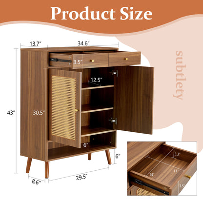 Multi Functional Modern Minimalist Shoe Cabinet Perfectly Blends Into Nordic, Japanese, And Industrial Style Homes - Walnut
