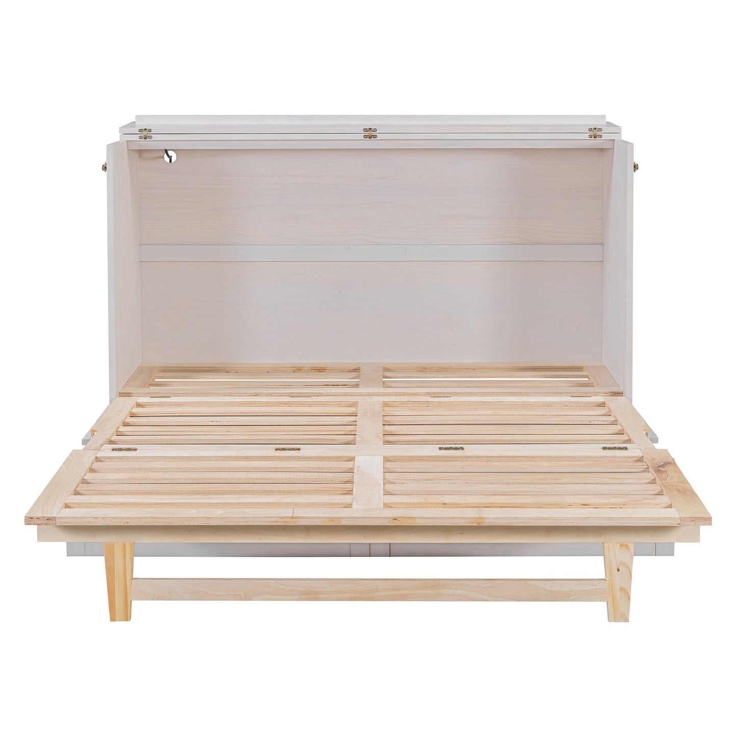 Queen Murphy Bed Elegantly Designed With Large Drawers - White