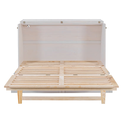Queen Murphy Bed Elegantly Designed With Large Drawers - White
