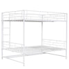 Full Over Full Bunk Bed With Shelf And Guardrails - White